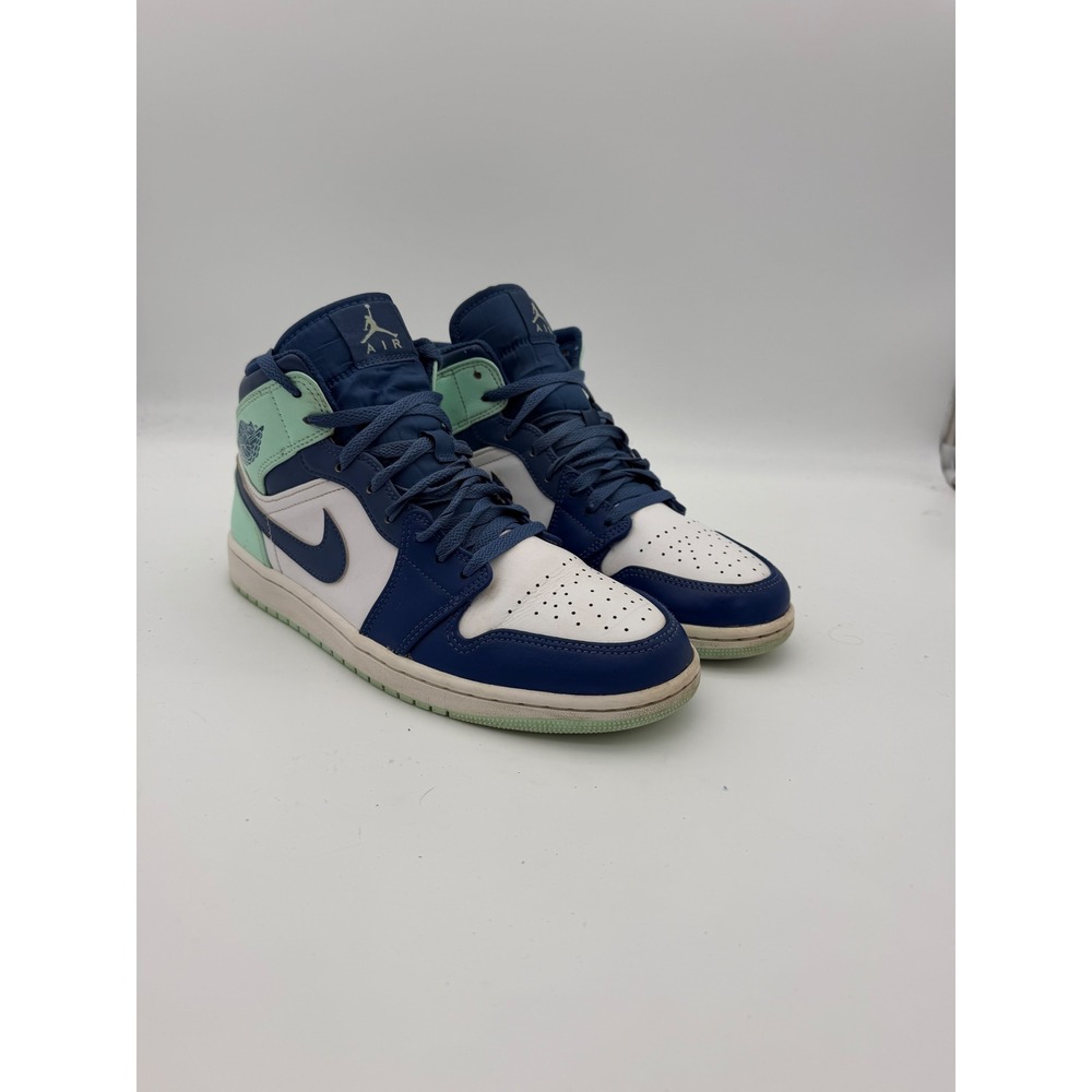 Jordan 1 Mid Mystic Navy Mint Foam White Sneakers 554724-413 Mens 10